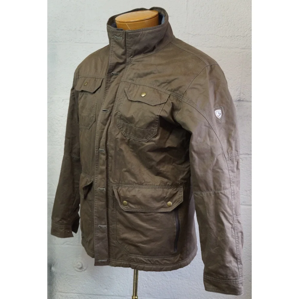 Men's Kuhl Projekt Insulated Kollusion Brown Quilt Lined Zip Up Coat Jacket Sz L - Picture 2 of 14